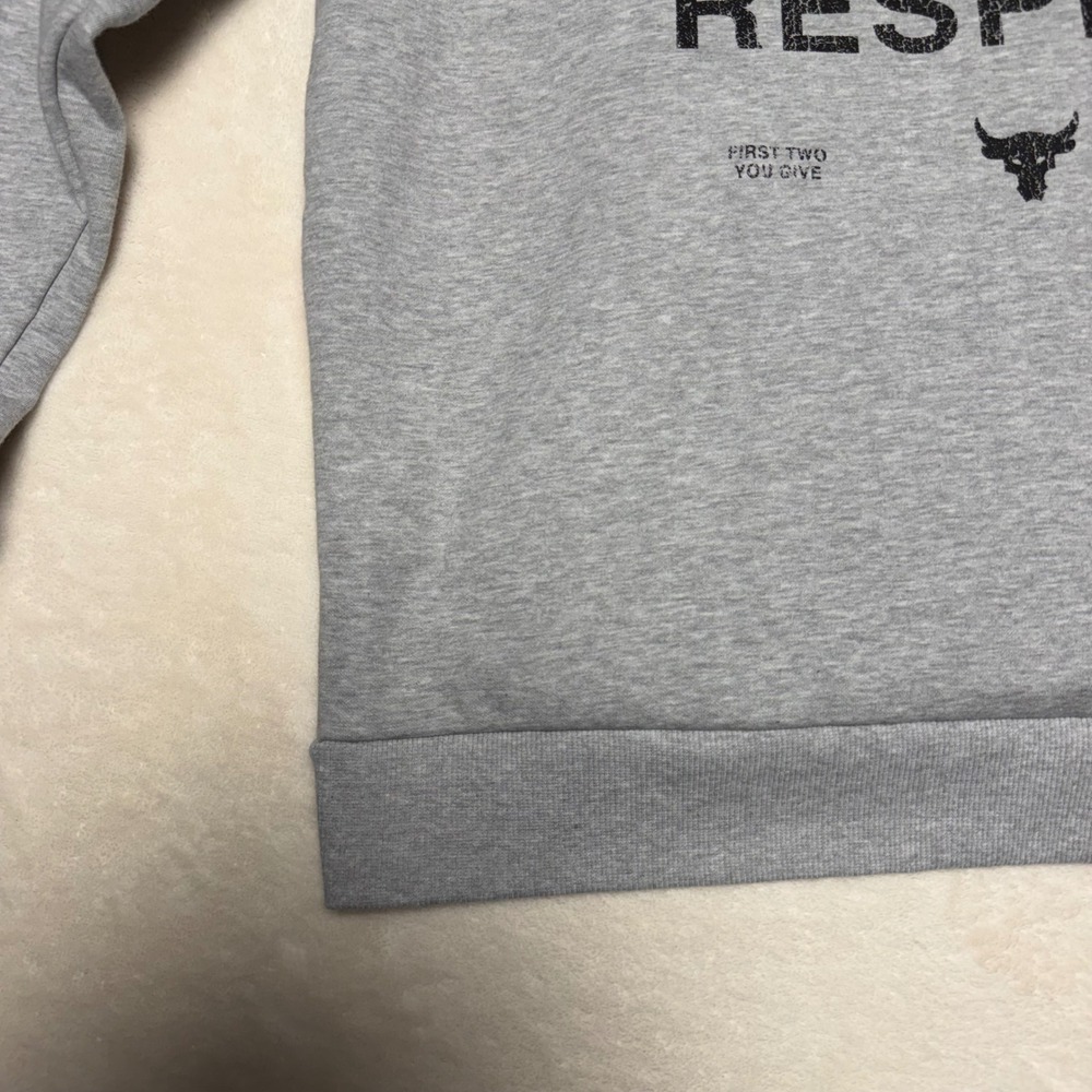Under Armour Mens Project Rock Hoodie Size XL Gray Loose Fit Blood Sweat Respect - Picture 12 of 16